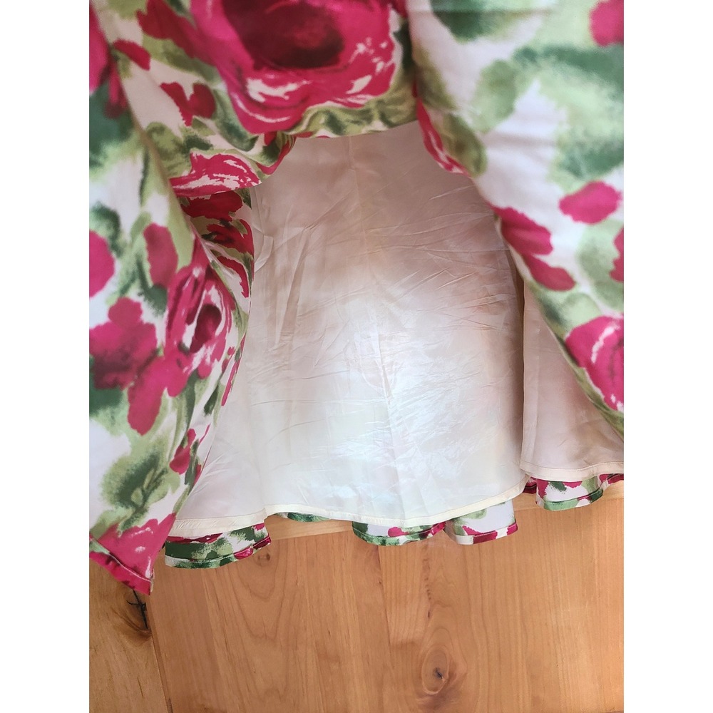 Tabitha 100% Silk Sz 4 Floral Mini Skirt Lined‎ Side Zip Feminine Coquette SMALL - Picture 3 of 7